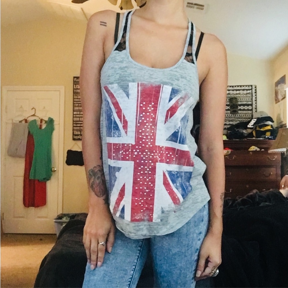 Union Jack Gray Tank Top